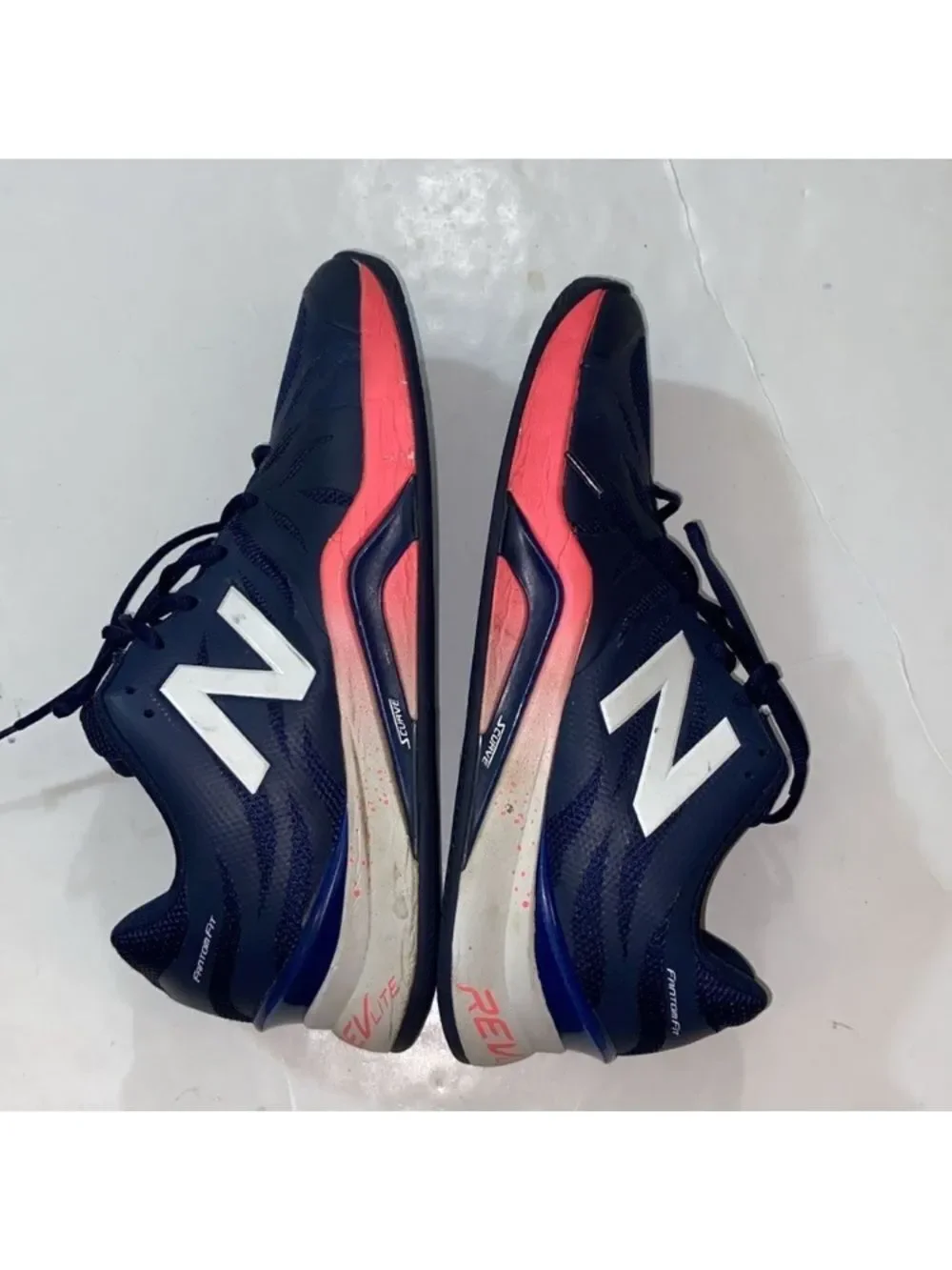 New Balance 1296v2 Men's Navy Athletic Shoes with Coral Accents
